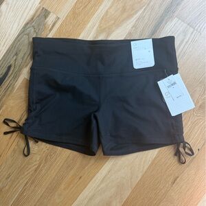 Black Athletic Shorts with Adjustable Drawstring and Flat Waistband